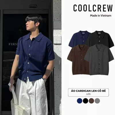 Áo Cardigan Len Dệt Kim Cổ Bẻ 𝐂𝐎𝐎𝐋𝐂𝐑𝐄𝐖 Ngắn Tay Form Regular Unisex Phong Cách Thời Trang Hàn Quốc - ALH08 APN108