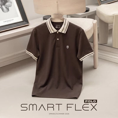 Áo polo nam SMART FLEX TORANO trơn bo kẻ, mềm mịn, giữ phom hoàn hảo HSTP903