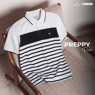 Áo polo PREPPY POLO TORANO kẻ ngang in logo ngực thanh lịch, trẻ trung GSTP041