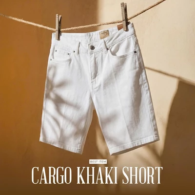 Quần Short khaki CARGO KHAKI TORANO giả Jean in lót túi đứng phom, thấm hút tốt FSBK014