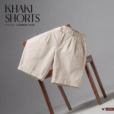 Quần short RELAXED Khaki TORANO chiết eo gấu LV chất liệu cao cấp, bền màu FSBK015