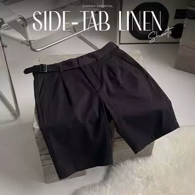 Quần short đũi SIDE-TAB LINEN SHORTS TORANO basic, có quai nhê thanh lịch và hiện đại FSBI004