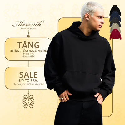Áo Hoodie MVRK Initial Unisex Boxy 440GSM Chất Nỉ Chân Cua Dày Dặn Thấm Hút Chống Nắng Tốt