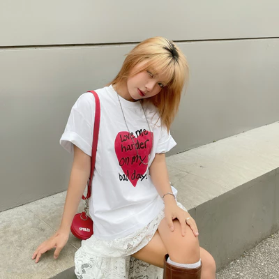 Áo thun nữ Love Me Harder màu trắng cotton - Onism Basic Tee
