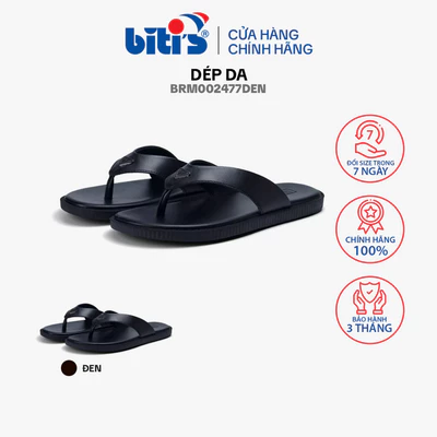 Dép Da Thời Trang Nam Biti's BRM002377DEN (Đen)