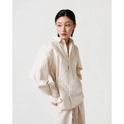 Áo Sơ Mi Tay Dài Sọc Kẻ Đơn Giản 67PERCENT/67% - SIDE TIE PINSTRIPE SHIRT