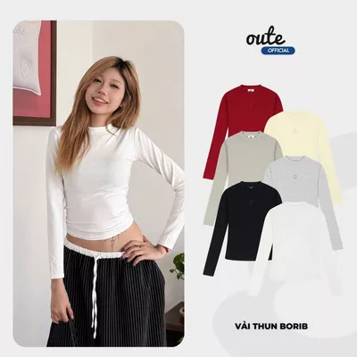 Áo Thun Nữ Dài Tay Ôm Body Outerity Long Slim Tee Basic Cotton Co Giãn Mềm Mịn