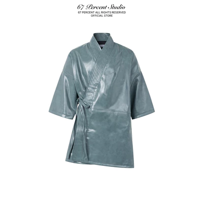 Áo Khoác Da Dáng Dài Phong Cách Nhật Bản 67PERCENT/67% - OBI LEATHER JACKET