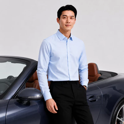 Sơ mi dài tay FORMAL SHIRT TORANO kẻ dọc nhỏ thêu logo ở thép tay phong cách trẻ trung, hiện đại GATB519
