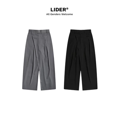 Quần Dài Vạt Chéo Ống Rộng Unisex LIDER OFF-DUTY TROUSERS - Black/ Grey