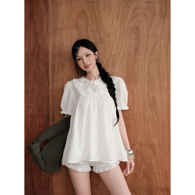 KIDO - Set áo babydoll tay phồng + Quần ngắn bí BUNNY SET
