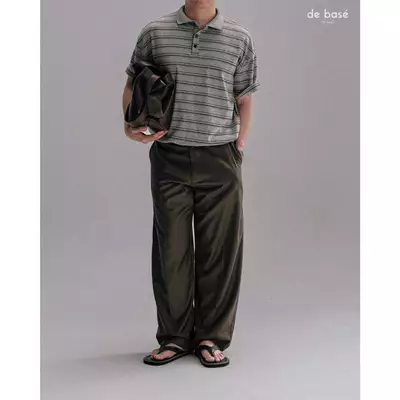 basé TROUSERS 05 - Quần Vải Nâu ống Cong - de basé
