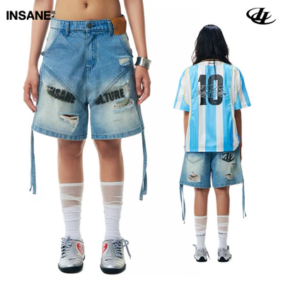Quần Ngắn InsaneClo DROP SHORTS Form Ngắn Trên Gối Unisex Chất Liệu Denim