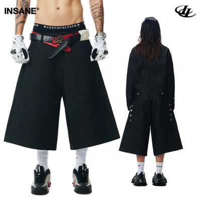 Quần Lửng InsaneClo ROYAL JORTS RAW DENIM Form Rộng Dài Qua Gối Unisex Chất Liệu Denim