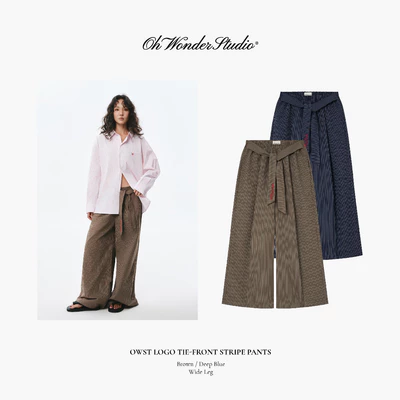 Quần dài OWST Logo Tie-Front Stripe Pants - Sun Strips Collection