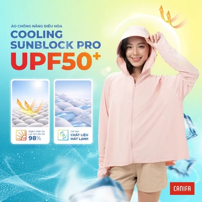 Áo chống nắng nữ CANIFA cánh dơi mát lạnh thoáng khí mũ rộng vành cổ cao che kín 6OT26S003