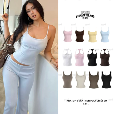 [CÓ MÀU MỚI] Áo Hai Dây Basic Chiết Eo Vải Poly Cao Cấp FFCLUB