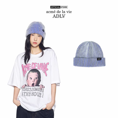 Mũ Beanie Two Tone Label Màu Xanh dương - Hàng chính hãng