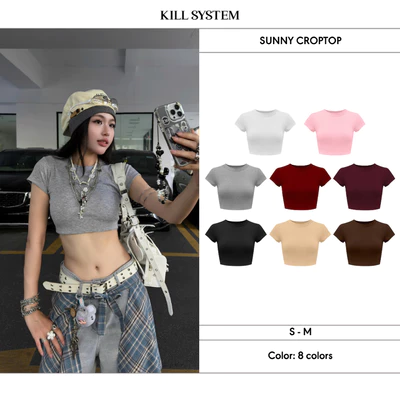 Áo croptop thun tăm mỏng ôm body SUNNII - 𝐊𝐈𝐋𝐋 𝐒𝐘𝐒𝐓𝐄𝐌