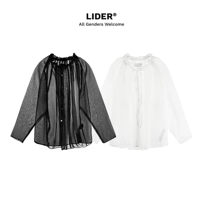 Áo Sơ Mi Tay Dài Xuyên Thấu Cổ Bèo Unisex LIDER AIRY SEE-THRU SHIRT