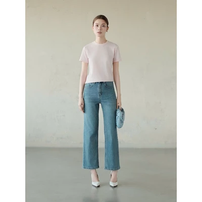RUBIES Eric Jeans - Quần Dài Nữ Vải Jean Mềm Ống Suông Đứng Dáng Ngố