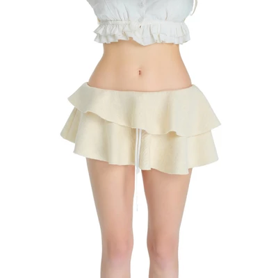 LSOUL Chân Váy Mini Tầng Bèo Dáng Xòe Chân Váy Cạp Trễ Style Nhẹ Nhàng Nữ Tính Noon Skirt CV26030751