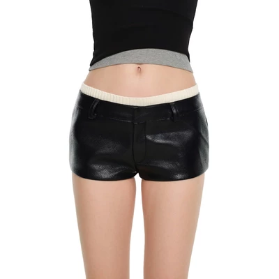 LSOUL Quần Short Da Bóng Cạp Trễ Y2K Sie Short M25120603