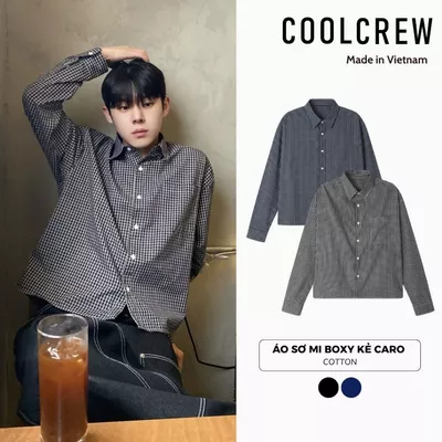 Áo Sơ Mi Boxy Kẻ Caro 𝐂𝐎𝐎𝐋𝐂𝐑𝐄𝐖 Dáng Ngắn Form Rộng Phong Cách Hàn Quốc Trẻ Trung AMD126