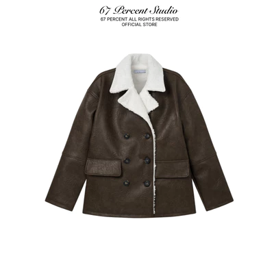 Áo Khoác Da Dáng Dài Phối Lớp Lót Lông 67PERCENT/67% - WILD LEATHER COAT
