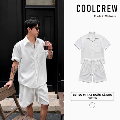 Set Đồ Đi Biển 𝐂𝐎𝐎𝐋𝐂𝐑𝐄𝐖 Bộ Đồ Nam Sơ Mi Cộc Tay Kèm Quần Short Chất Xốp Hàn Cao Cấp Thoáng Mát SMHR128