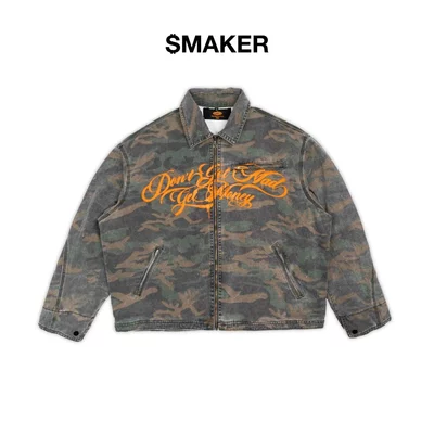 [SMAKER] Áo khoác hoạ tiết lính có cổ - DONT GET MAD WORK WORKWEAR WASH JACKET IN CAMO