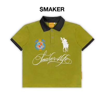 [SMAKER] Áo thun polo tay ngắn form dáng slimfit màu xanh rêu - $4L POLO IN OLIVE