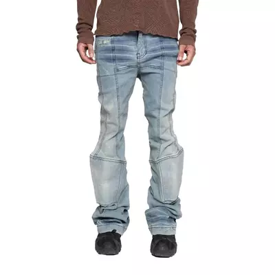 Quần Denim Skinny Goldie "PADDED FLARED LIGHT BLUE" Giặt Mài Màu Xanh Sáng