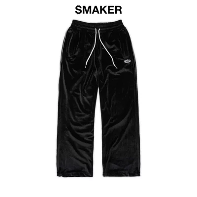 [SMAKER] Quần dài màu đen vải nhung - LOGO VELVET PANTS IN BLACK