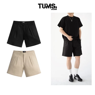QUẦN SHORT VẢI TWILL | TUM MACHINES PLEATED SHORT ỐNG RỘNG PHOM SUÔNG MẶC HÀNG NGÀY ĐEN/BE