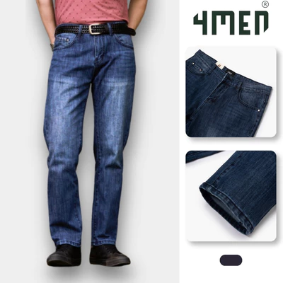 Quần Jean Nam Thêu Pattern Ngựa Túi Sau Form Regular 4MEN QJ123 mềm mại, co giãn nhẹ, dễ mặc dễ phối