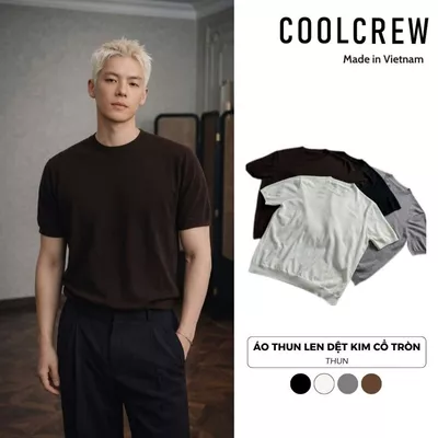 Áo Thun Trơn Len Dệt Kim Cổ Tròn Thu Đông 𝐂𝐎𝐎𝐋𝐂𝐑𝐄𝐖 – Thoáng Mát, Co Giãn, Chuẩn Form Trẻ Trung ALH01 ATN093