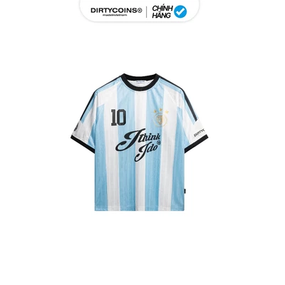 Áo Thun DirtyCoins Soccer Jersey Striped Baby Blue White