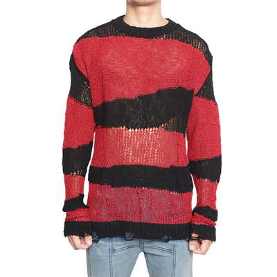 Áo Len Goldie "EMPTY KNIT RED" Form Regular Fit Màu Đen Kẻ Đỏ
