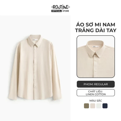 [ĐƠN 699K TẶNG VỚ]  Áo Sơ Mi Linen Cotton Tay Dài Form Regular - Routine 10F24SHL048