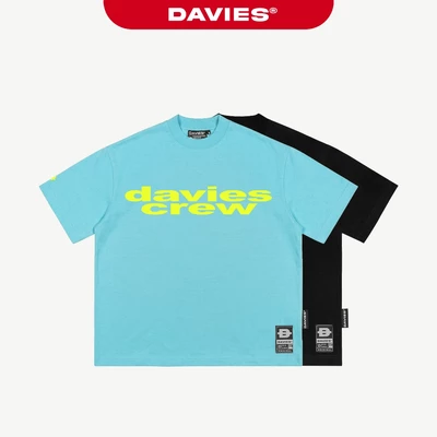 Áo phông rộng nam nữ hiphop DAVIES hoạ tiết hình in chữ phối màu nổi bật thun co giãn Aether Glow Tee | D-T54