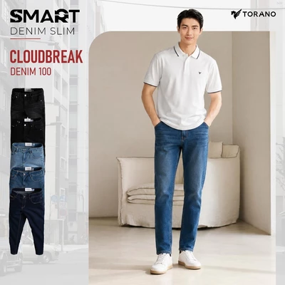 Quần Jeans nam PREMIUM JEANS TORANO dáng basic Slim Co Giãn Tốt, Không Bai Xù, Bền Màu, Phom Trẻ Trung EABJ012