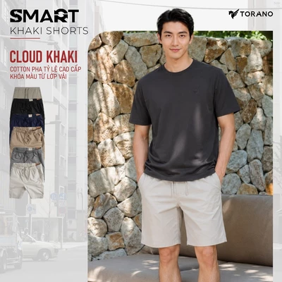 Quần short kaki nam SMART KHAKI SHORTS TORANO dáng basic cạp chun bền màu FSBK010