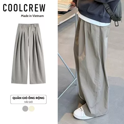 Quần Kaki Gió Xếp Ly Ống Rộng 𝐂𝐎𝐎𝐋𝐂𝐑𝐄𝐖 Chất Vải Dày Dặn Phong Cách Hàn Quốc QTD047