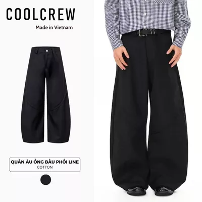 Quần Âu Ống Bầu Phối Line 𝐂𝐎𝐎𝐋𝐂𝐑𝐄𝐖 Unisex Nam Nữ Phong Cách Thời Trang Hàn Quốc QTD111