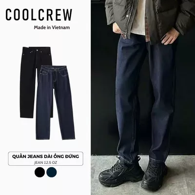 Quần Jeans Dài Ống Đứng 𝗖𝗼𝗼𝗹𝗰𝗿𝗲𝘄 Unisex Nam Nữ Phong Cách Basic, Năng Động QTD032