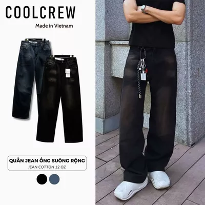 Quần Jean Ống Suông Dáng Rộng 𝐂𝐎𝐎𝐋𝐂𝐑𝐄𝐖 Unisex Nam Nữ Phong Cách Retro QTD020