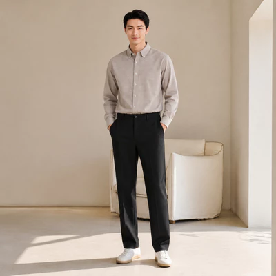 Sơ mi dài tay GRANDAD SHIRT TORANO trơn premium thêu logo ở thép tay mềm mại, thoáng khí GATB511