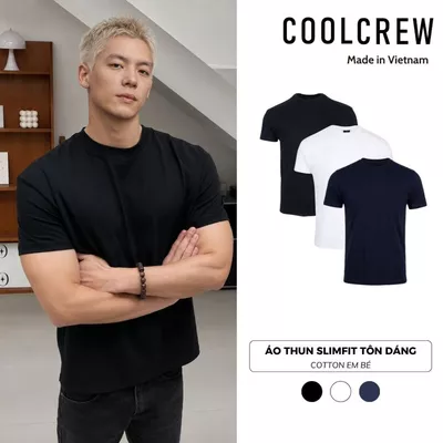 Áo Thun Slimfit Tôn Dáng 𝐂𝐎𝐎𝐋𝐂𝐑𝐄𝐖 Chất Cotton Em Bé Mềm Mịn Co Giãn Phong Cách Thể Thao Năng Động ATN054