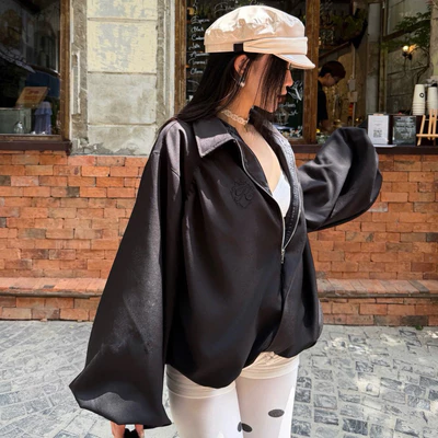 Áo khoác kaki form rộng oversize 2 lớp REGODS PUFF JACKET tay phồng - lót dù, cổ cao, nút ẩn tinh tế